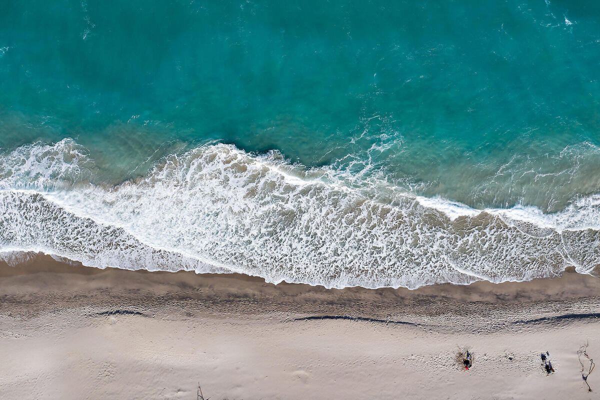 Aerial view of waves on Jupiter Beach